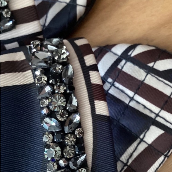 MAX MARA CLOTH EMBELLISHED FLATS SANDALS SLIDES RHINESTONES 39 BEAUTIFUL - Picture 3 of 4